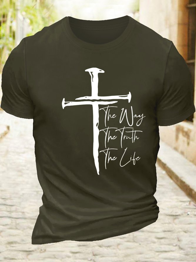 Men's Christian Cross Casual Crew Neck T-Shirt