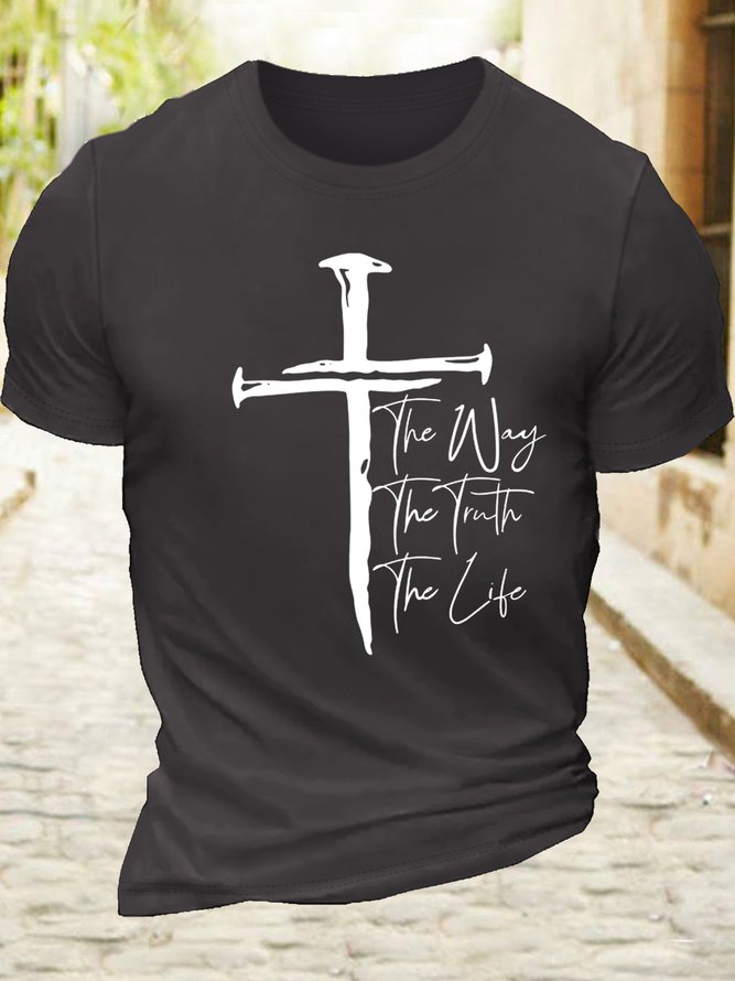 Men's Christian Cross Casual Crew Neck T-Shirt