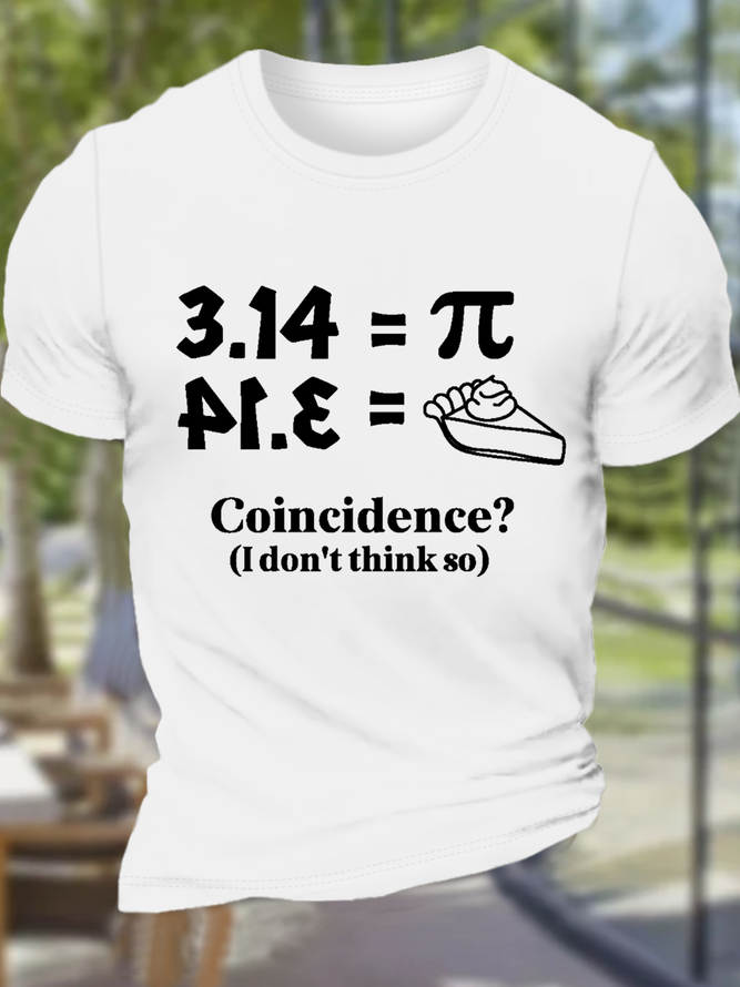 Men's Cute Pi Day Crew Neck Cotton Casual T-Shirt