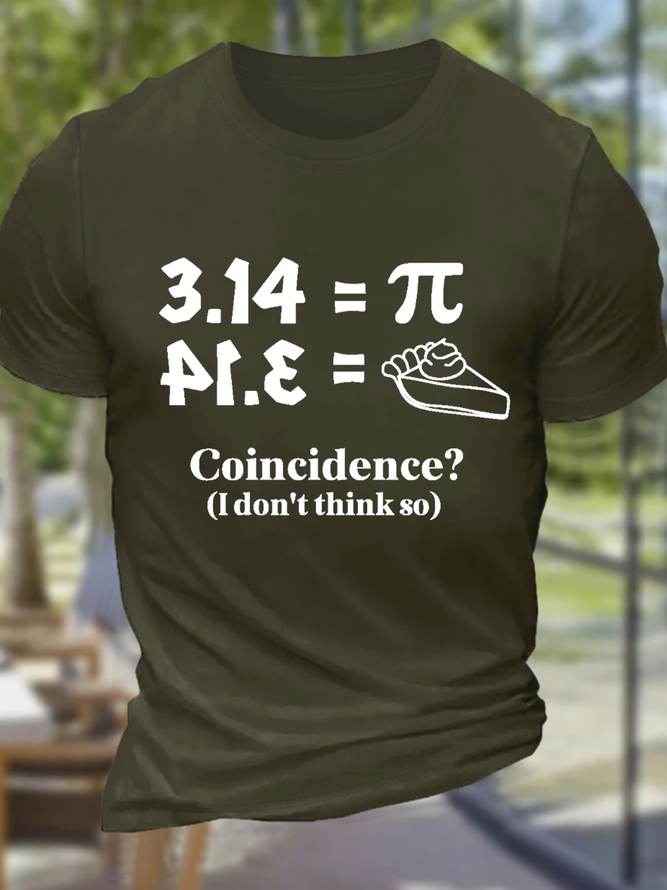 Men's Cute Pi Day Crew Neck Cotton Casual T-Shirt