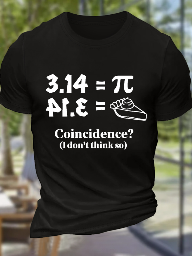 Men's Cute Pi Day Crew Neck Cotton Casual T-Shirt