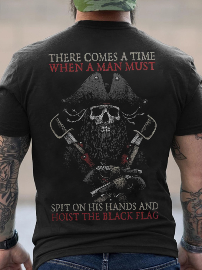 Men's Hoist The Black Flag Cotton Crew Neck Casual T-Shirt