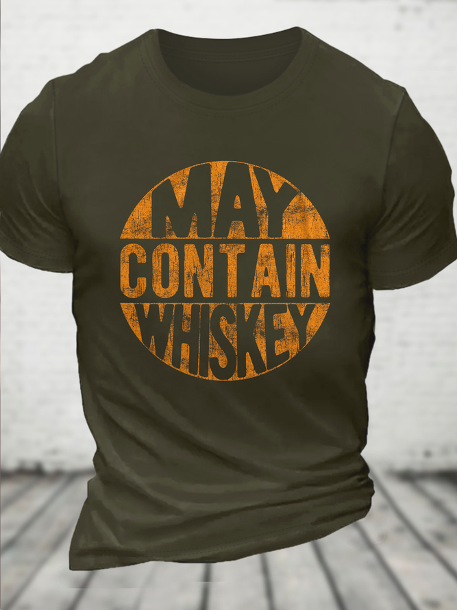 Sarcastic Whiskey Whiskey Lovers Text Letters Casual Cotton Crew Neck T-Shirt