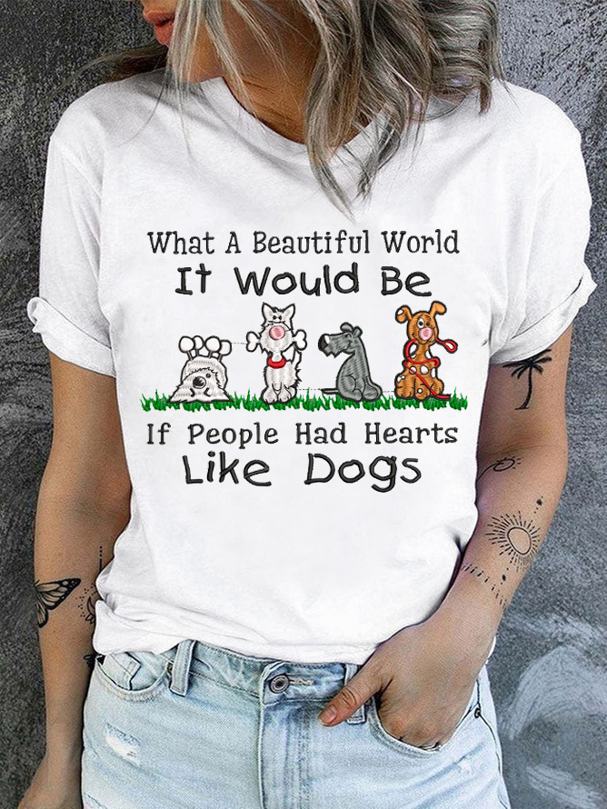 Women's Love Dogs Cotton Casual T-Shirt