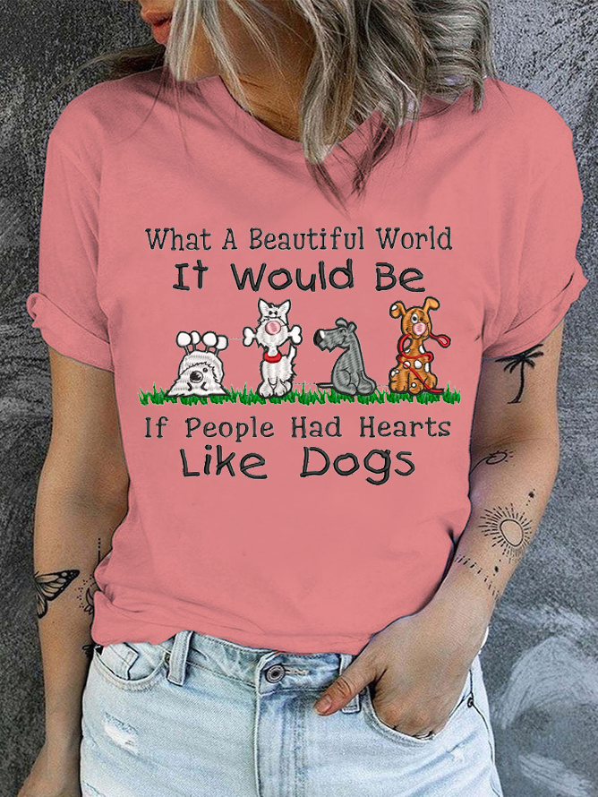 Women's Love Dogs Cotton Casual T-Shirt