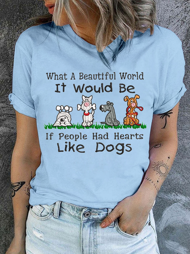 Women's Love Dogs Cotton Casual T-Shirt