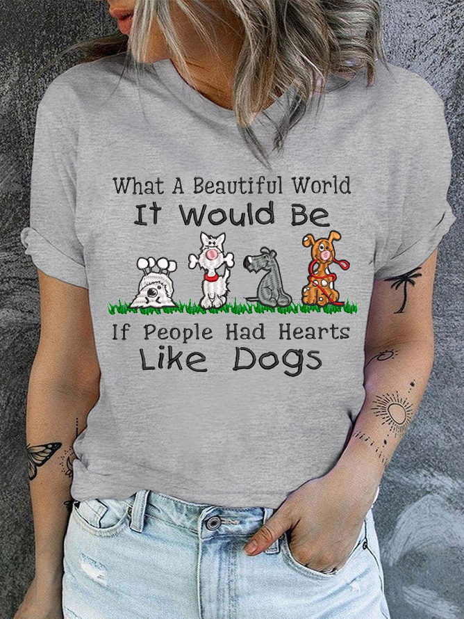 Women's Love Dogs Cotton Casual T-Shirt