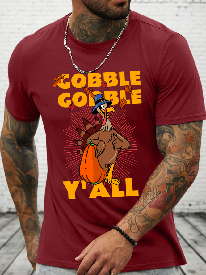 Cotton Gobble Gobble Casual Turkey T-Shirt