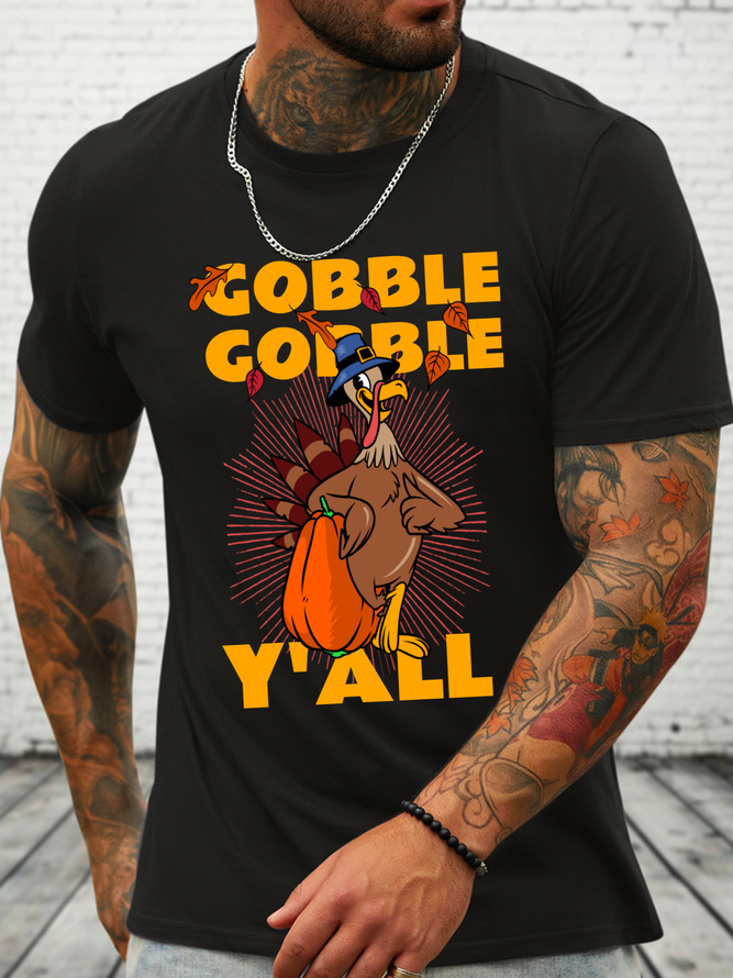Cotton Gobble Gobble Casual Turkey T-Shirt