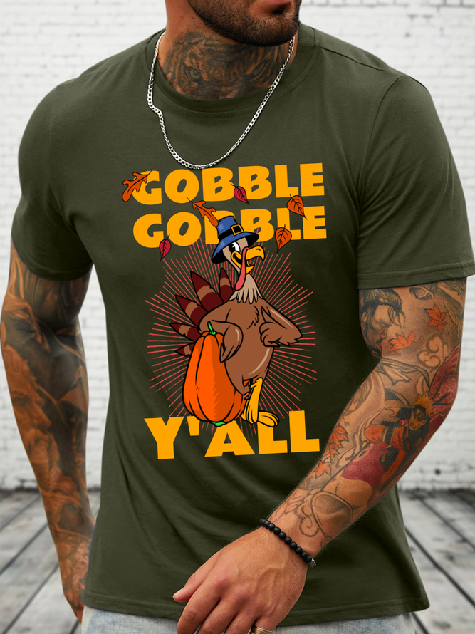 Cotton Gobble Gobble Casual Turkey T-Shirt