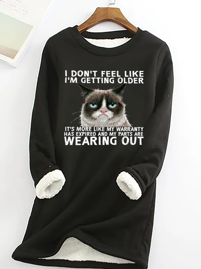 Women's Funny Qoute  Grumpy Cat Cotton-Blend Casual Fleece Sweatshirt