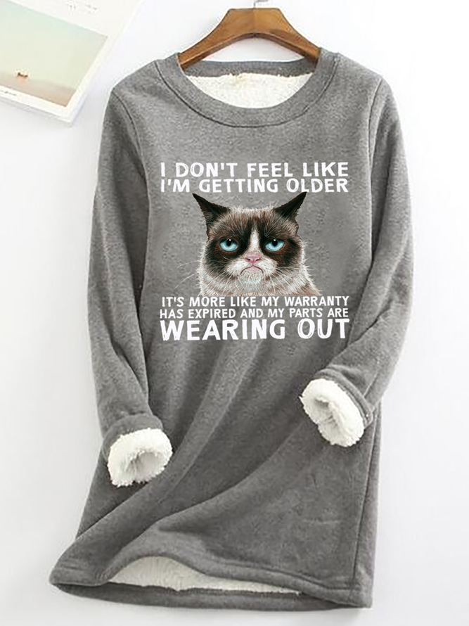 Women's Funny Qoute  Grumpy Cat Cotton-Blend Casual Fleece Sweatshirt