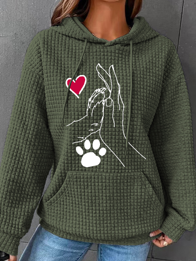 Women's Palm High-Fives Dog Paw Print Simple Dog Hoodie