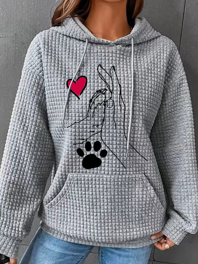 Women's Palm High-Fives Dog Paw Print Simple Dog Hoodie