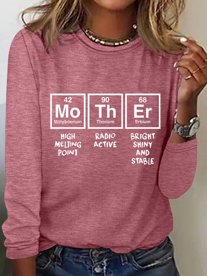 Womens Mother Periodic Table T Shirt Funny Novelty Graphic Simple Crew Neck Shirt Liliclothapp 2658