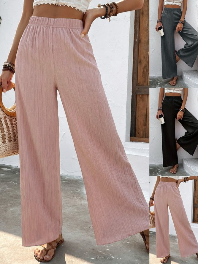 Loose Plain Casual Drawstring Pants