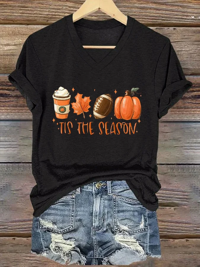 Women's Tis The Season Print Text Letters Casual Crew Neck T-Shirt