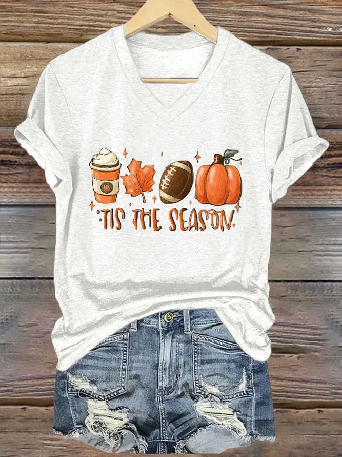 Women's Tis The Season Print Text Letters Casual Crew Neck T-Shirt