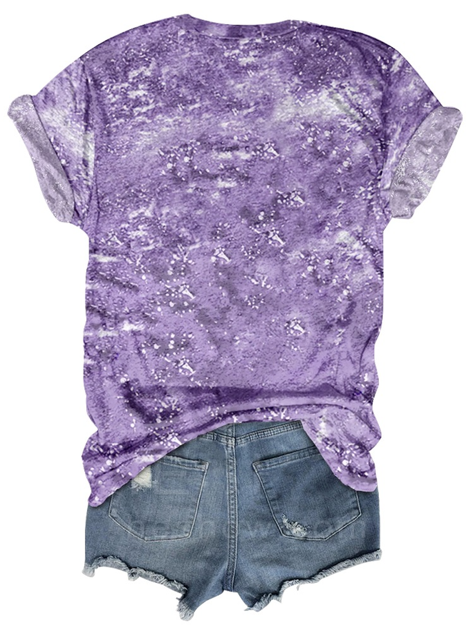 Women's Alzheimer's Purple Floral Print T-Shirt