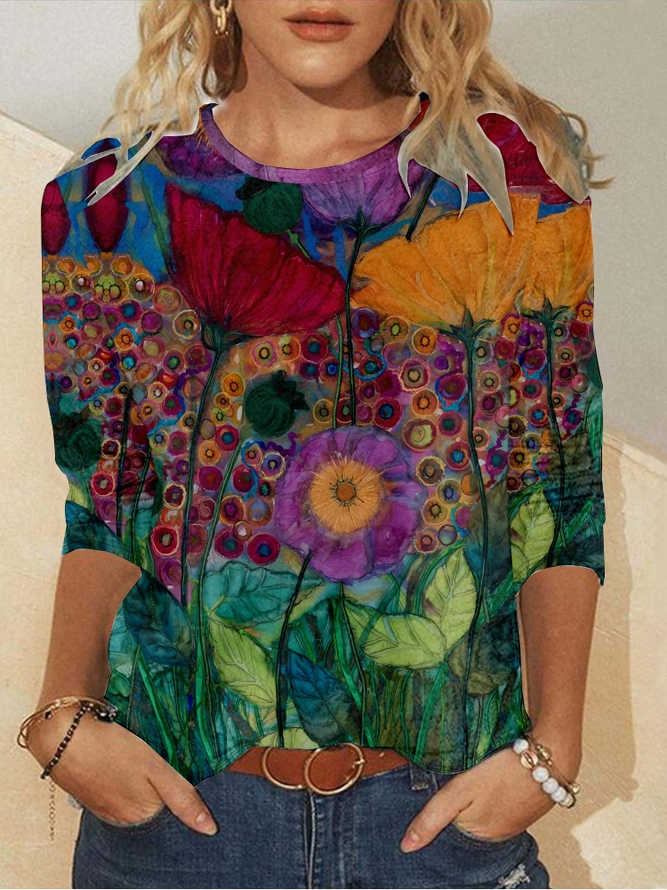 Casual Jersey Ethnic T-Shirt
