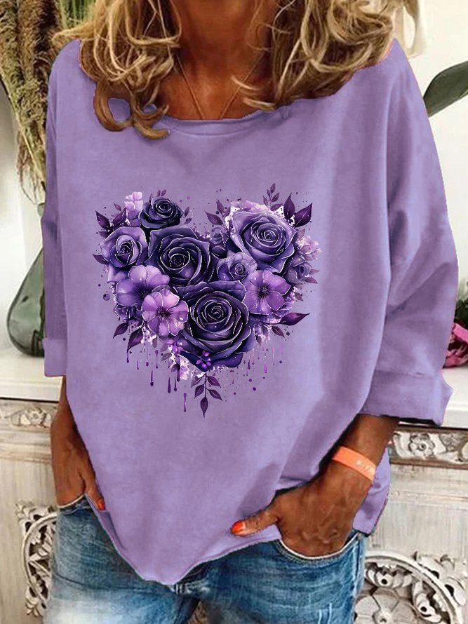 Gothic Floral Heart Casual Sweatshirt