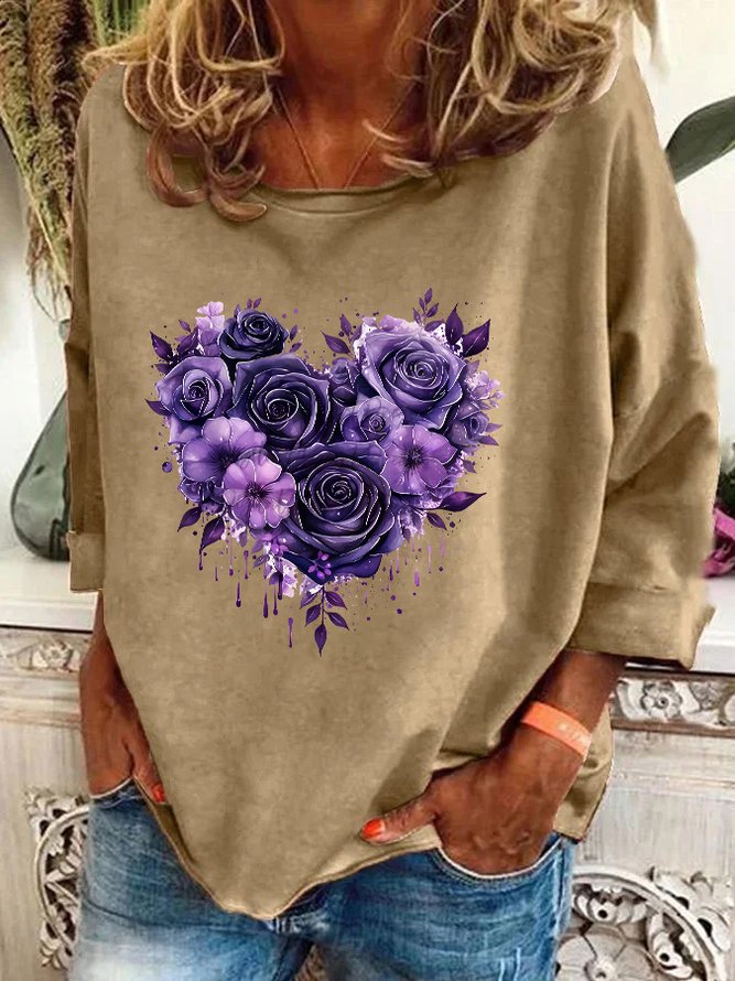 Gothic Floral Heart Casual Sweatshirt