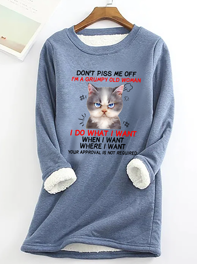 Don't Piss Me Offi'm A Grumpy Old Casual Fluff Fleece Fabric Sweatshirt