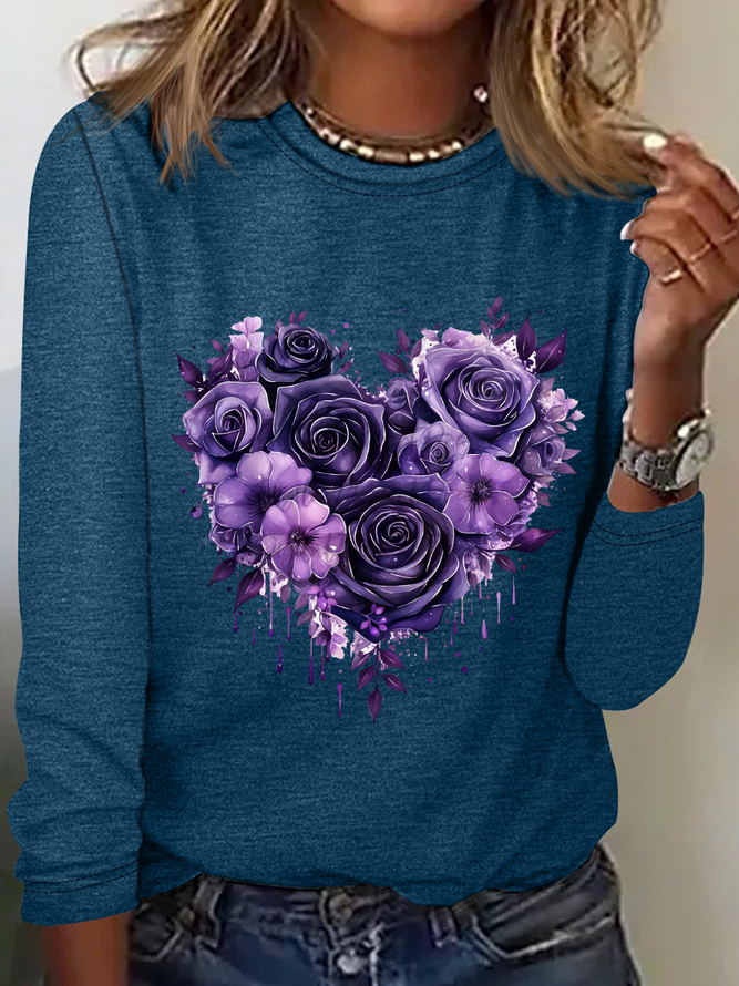 Gothic Floral Heart Casual Long Sleeve Shirt