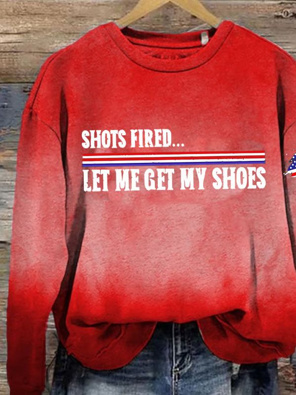 Womens Red American Flag Battle Print Loose Sweatshirt