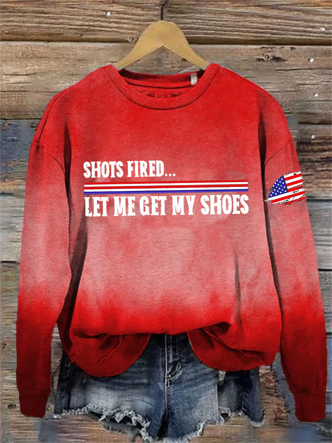 Womens Red American Flag Battle Print Loose Sweatshirt