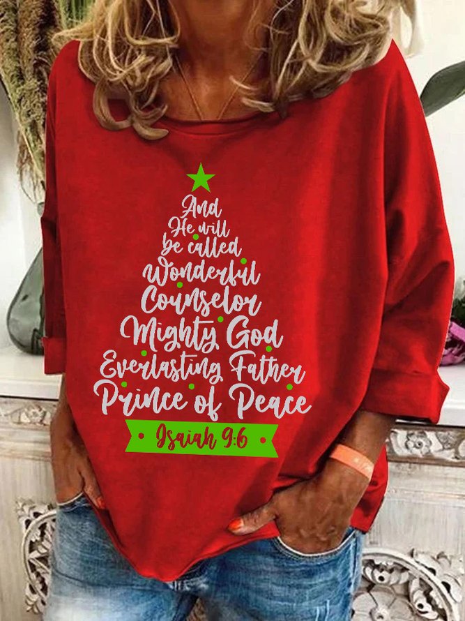 Names of Jesus Christmas Tree Isaiah 9 6 Casual Sweatshirt