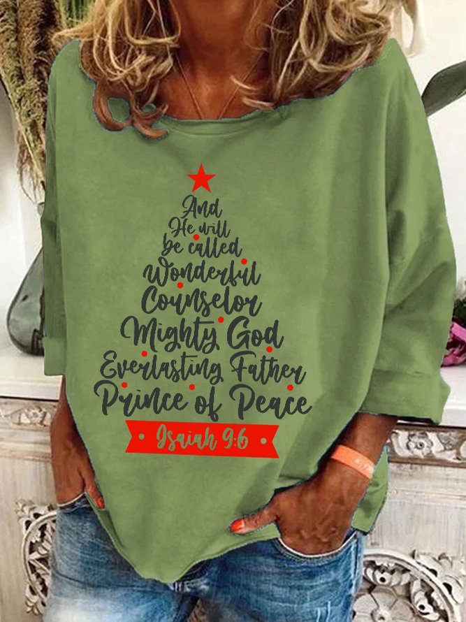 Names of Jesus Christmas Tree Isaiah 9 6 Casual Sweatshirt