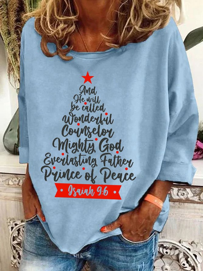 Names of Jesus Christmas Tree Isaiah 9 6 Casual Sweatshirt
