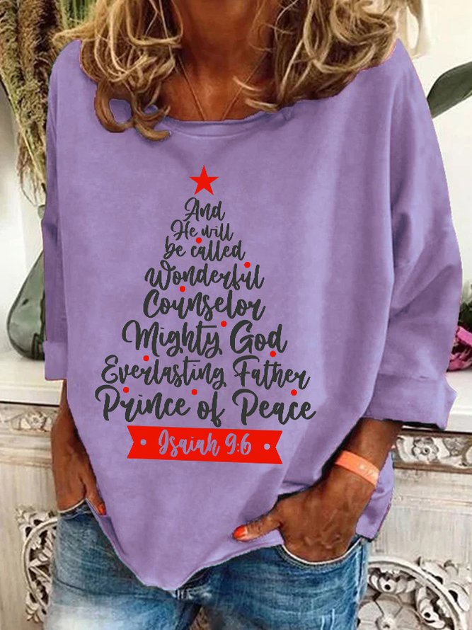 Names of Jesus Christmas Tree Isaiah 9 6 Casual Sweatshirt