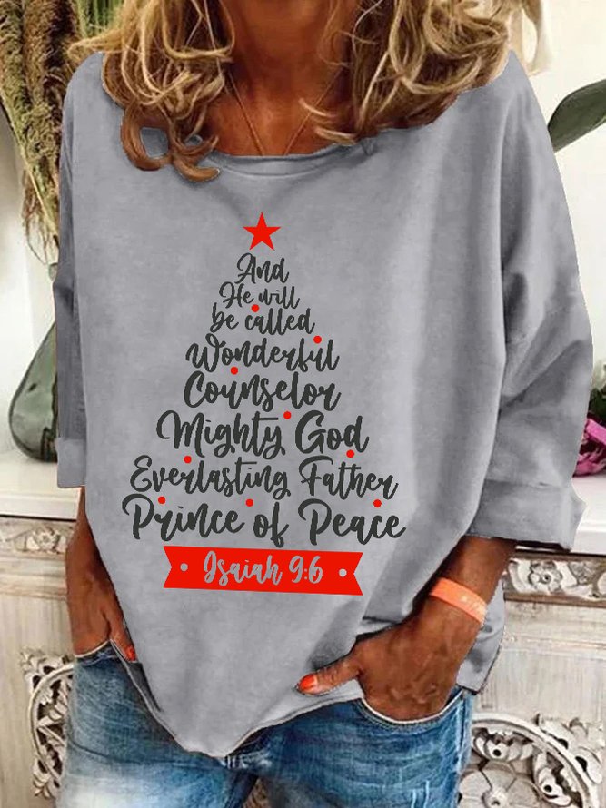 Names of Jesus Christmas Tree Isaiah 9 6 Casual Sweatshirt