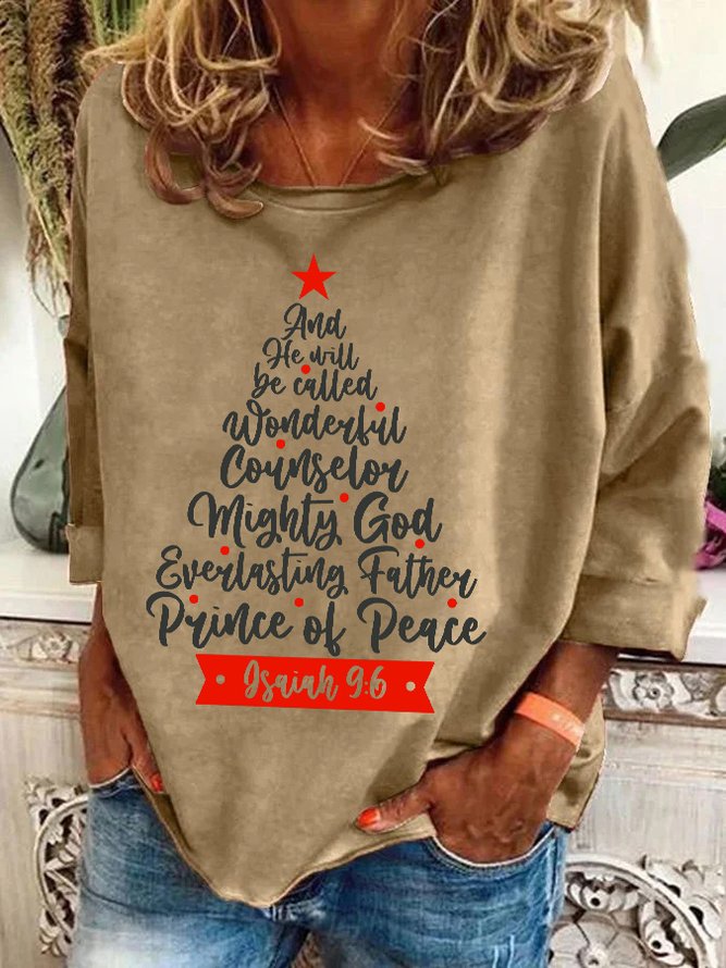 Names of Jesus Christmas Tree Isaiah 9 6 Casual Sweatshirt