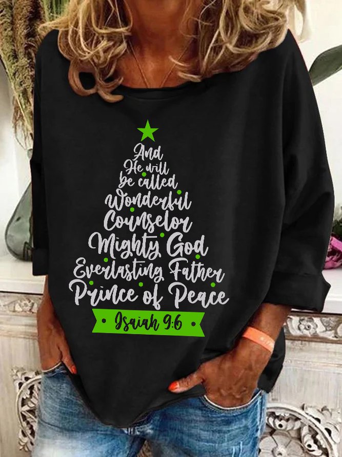 Names of Jesus Christmas Tree Isaiah 9 6 Casual Sweatshirt
