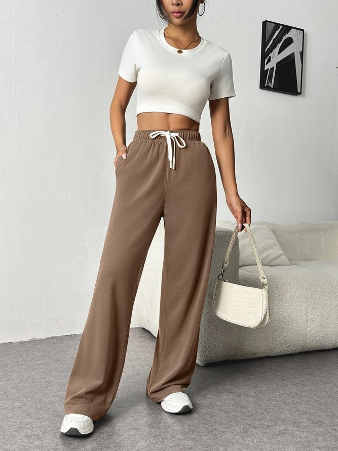 Loose Casual Plain Sweatpants & Joggers