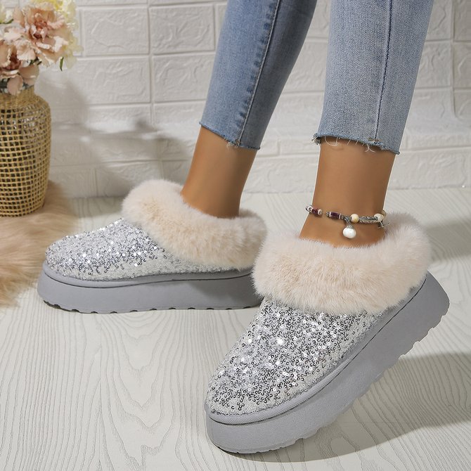 Winter Plain Pu Casual Cotton-Padded Boots