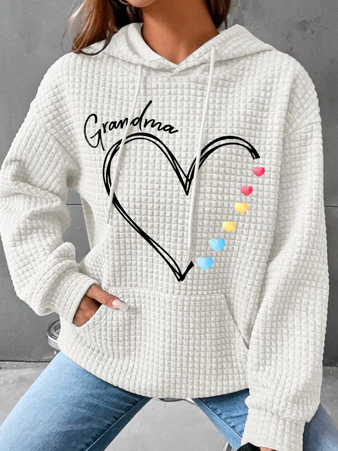 Grandma Heart Simple Loose Hoodie