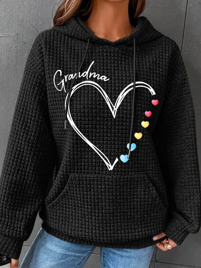 Grandma Heart Simple Loose Hoodie