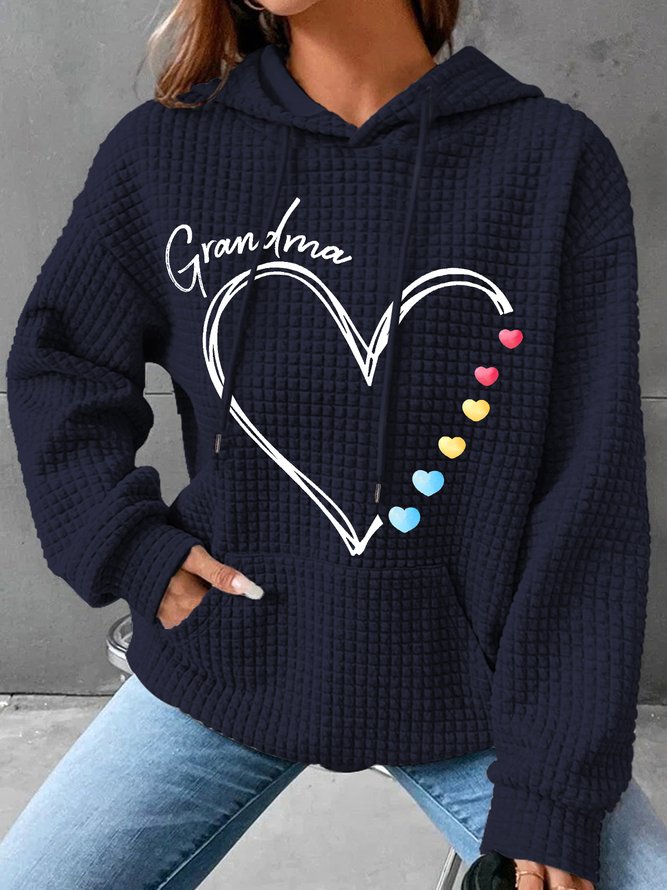 Grandma Heart Simple Loose Hoodie