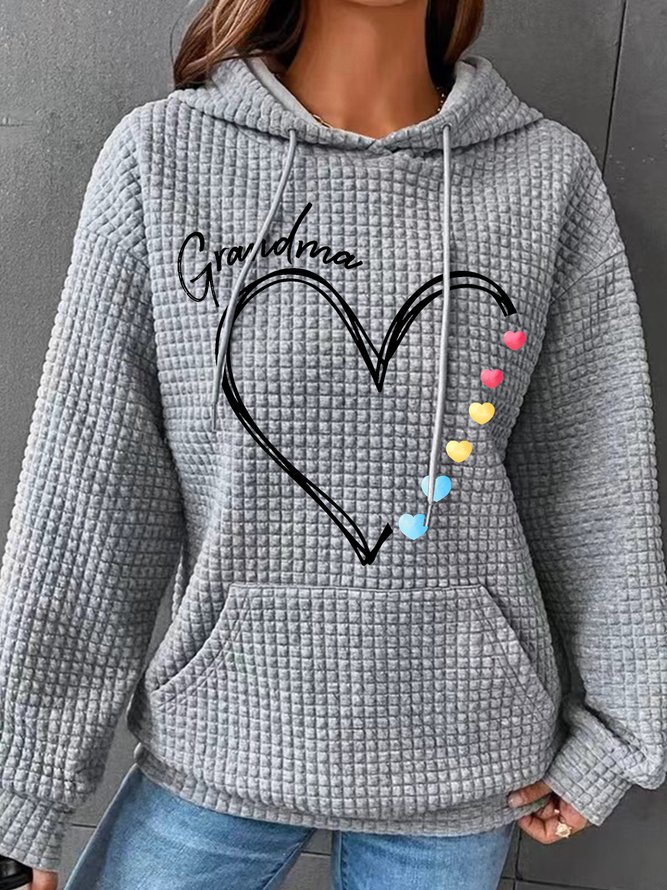 Grandma Heart Simple Loose Hoodie