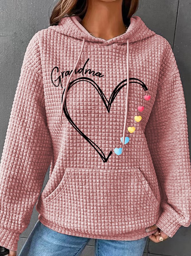 Grandma Heart Simple Loose Hoodie