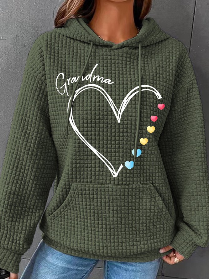 Grandma Heart Simple Loose Hoodie