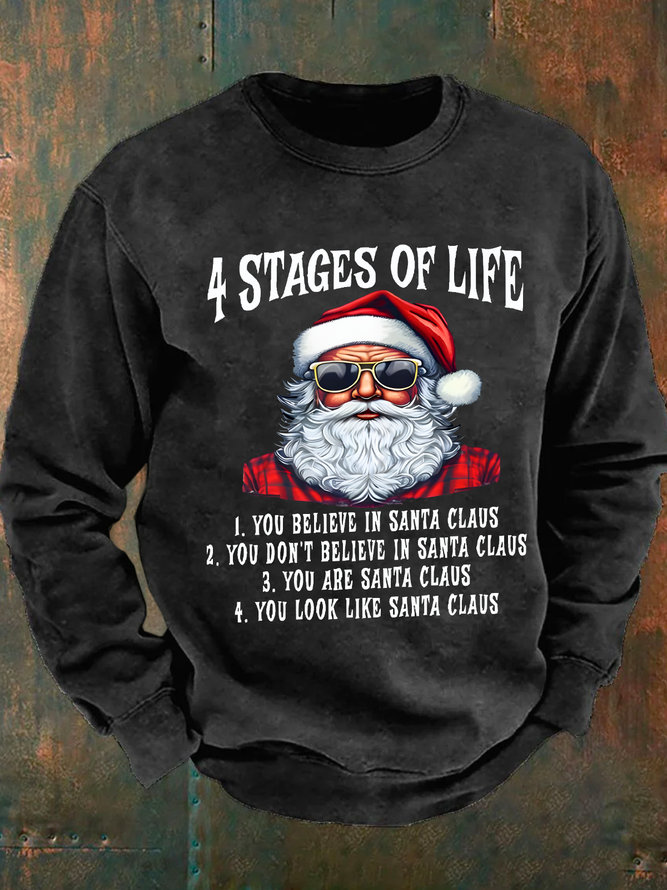 4 Stages Of Life Funny Christmas Men's Casual Sweatshirt