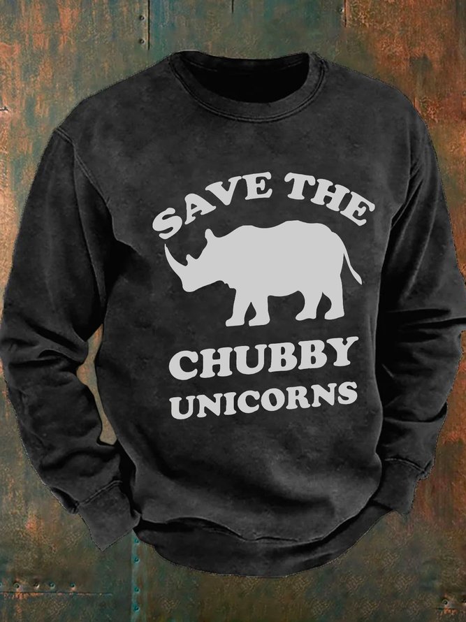 Save The Chubby Unicorns Men's Casual Sweatshirt