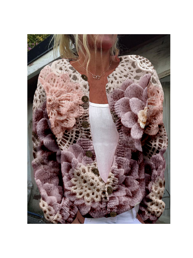 Casual Loose Crew Neck Cardigan