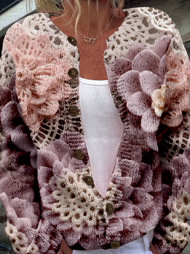 Casual Loose Crew Neck Cardigan
