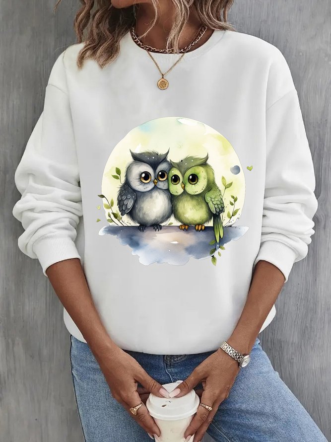 Bird Crew Neck Casual Sweatshirt